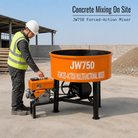Malaxeur à ciment vertical JW750 Diesel 750L à bouche plate pour sable et travaux de construction