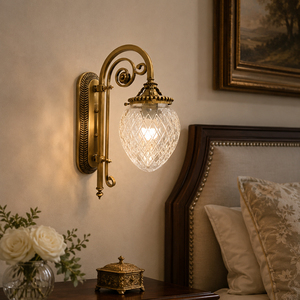 Vintage Brass <b>Wall</b> <b>Sconce</b> Cut Crystal Glass LED <b>Wall</b> Lamp for Living Room Bedroom Hotel Corridor Decor Professional <b>Lighting</b> - Product Image 2
