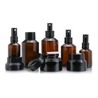 Bouteilles de distributeur de nettoyage d'épaule inclinée en verre de luxe personnalisé noir mat ambre 30ml 50ml 100ml 120ml