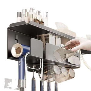 Wall Mounted Toothbrush Holder With Hair Dryer Bracket And Cup Rack For Bathroom Storage Shelf - Product Image 5