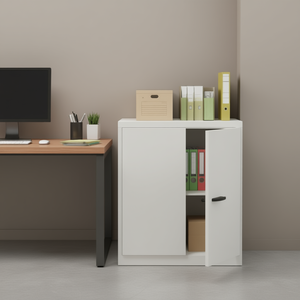 Armadio Portadocumenti in Acciaio Verniciato a Polvere Bianca 31.1x15.7x35.4 Pollici con Serratura a Chiave, Design Minimalista per Uso Commerciale - Product Image 2