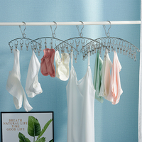 Séchoir à chaussettes multifonctionnel en acier inoxydable à 30 pinces, résistant au vent, pour chaussettes et sous-vêtements