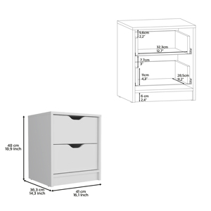 Double Drawer Nightstand 19 In H White <b>Bedside</b> <b>Table</b> Storage Drawers - Product Image 5