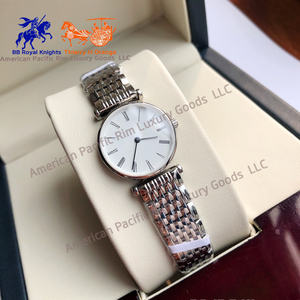 Relojes de Cuarzo Ultrafinos para Pareja Serie Longnes, con Esfera de Nácar Romana, Diamantes y Correa de Acero, Modelo L4.209.1.97.8 - Product Image 1