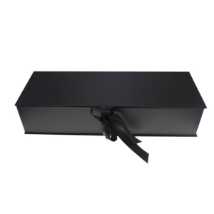 Elegant Black Ribbon Embossed Recycled Materials UV Coated Matt Lamination Rigid Book Shaped <strong>Flower</strong> <strong>Box</strong> Premium Paper Insert - Product Image 4