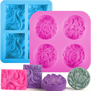 Moldes de jabón de silicona redondos de flores sin BPA antiadherentes, molde de jabón casero para jabón DIY, magdalenas, pudín, Brownie y pastel de <span class=keywords><strong>queso</strong></span> - Product Image 6