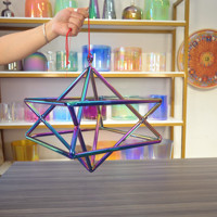 Pyramides de cristal de quartz pur Merkaba pour bain sonore HF, hexagramme sacré alchimique, titane, méditation, quartz Merkaba