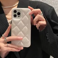 Étui de téléphone en cuir rigide à motif losanges pour iPhone 14 13 Pro X 12 Pro Max XR XS MAX 11, coque de protection professionnelle
