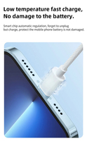 Cable USB Tipo-C a Tipo-C de 60W 6A con Cubierta Trenzada para iPhone 15/16 para Carga Rápida y Transferencia de Datos