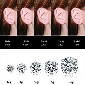 Boucles d'oreilles en diamant E1378, 6 mm, taille brillant ronde, bijoux classiques naturels pour femmes - Product Image 3