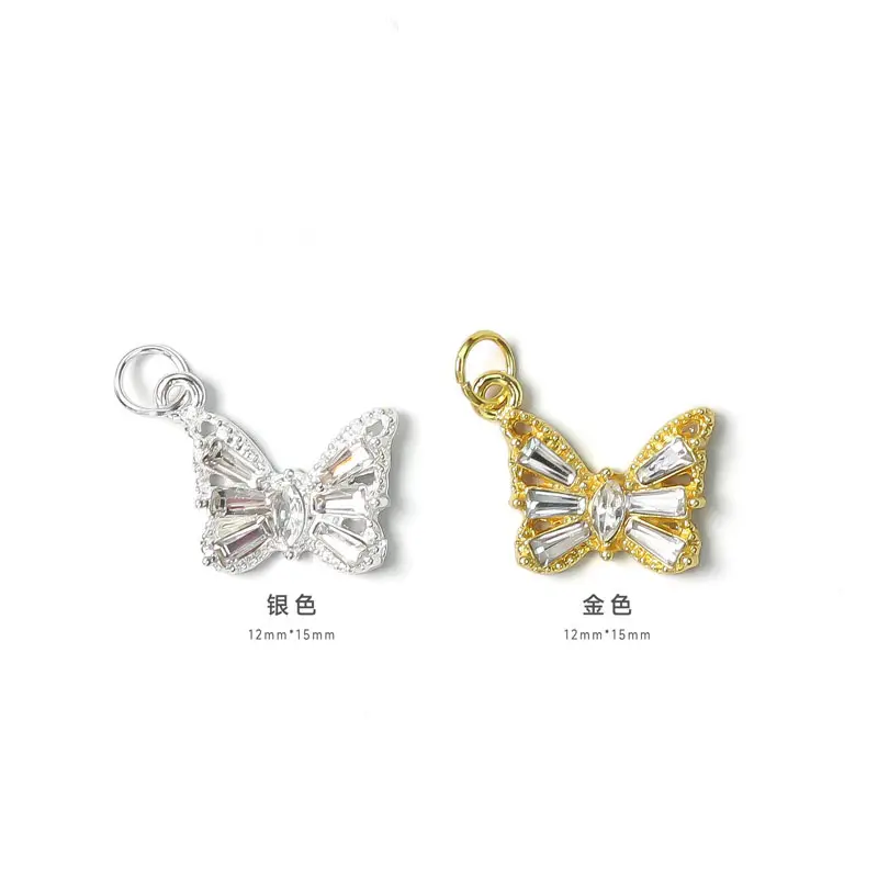 Diamantes de imitación 3D de mariposa para uñas, cristales, diamantes de imitación grandes, lazo de Metal plateado, dijes, piedras preciosas para Nail Art, diseño de belleza
