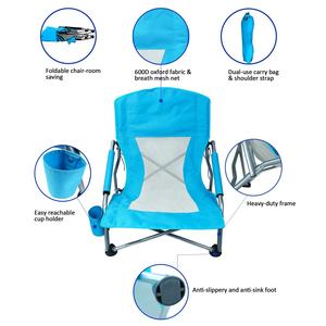 Portable Ultralight Metal Frame Oxford Fabric Folding Chair Low Seat Comfortable Outdoor Camping Beach Chair <b>Storage</b> Bag 300 LBS - Product Image 2