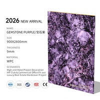 Panel de Pared WPC con Piedras Preciosas de Colores, 9mm, Colección Purple Emerald Blue Black Vein, Impermeable, Resistente al Fuego, Moderno, para Dormitorio de Hotel