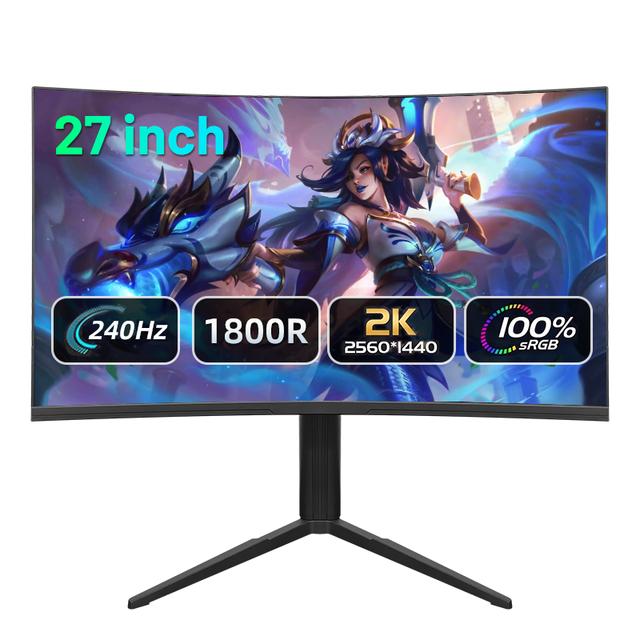 OEM Custom 27 Inch 2K 240Hz Curved Gaming Monitor 1800R QHD Gaming PC Display