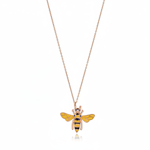 <b>Bee</b> Shape Enamel And Mixed Zircon Stone Design Turkish Handcrafted Wholesale 925 Sterling Silver Jewelry - Product Image 2
