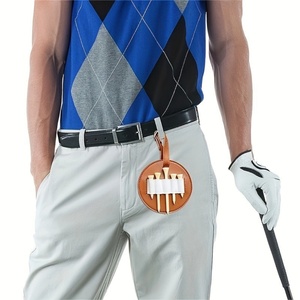 ขายส่งจากโรงงาน ที่ใส่ทีกอล์ฟแบบพกพาหนังแท้สั่งทำพิเศษ พร้อมคลิปหนีบเข็มขัด ที่เก็บทีกอล์ฟหนังแท้ และกระเป๋าเก็บของ - Product Image 2