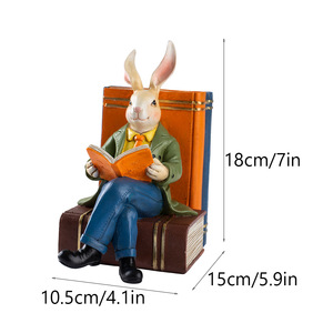 Nuova Statuetta <span class=keywords><strong>Mr</strong></span>. Reading <span class=keywords><strong>Rabbit</strong></span> in Stile Europeo per Soggiorno, Mobile TV, Ingresso, Artigianato in Resina - Product Image 2