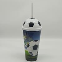 Bouteille d'eau portable en plastique PP de 600 ml avec paille et couvercle, idéale pour la gym et le football – Nouveauté Coupe de Football 2026 – Offre Spéciale
