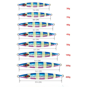 Jig métallique de pêche verticale en eau profonde, gamme complète 20g à 400g, lumineux, en plomb, pour thon et amberjack - Product Image 3