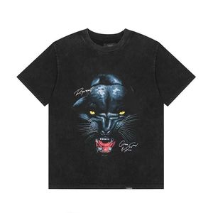 Camiseta de algodón pesado estilo vintage lavado y desgastado para hombre y pareja, cuello redondo, manga corta, ideal para verano. - Product Image 3