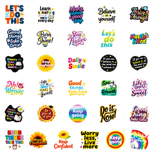 Juego de Pegatinas con Frases Inspiradoras, Afirmaciones Positivas, Pegatinas de Vinilo Autoadhesivas Impermeables para Botellas de Agua, Decoración de Patinetas - Product Image 2