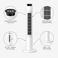 Ventilateur de climatisation intelligent portable à prix d'usine, 3 vitesses, oscillation à 70 degrés, 32 pouces, pour hôtel et usage domestique