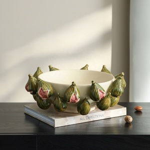 Jarrón de Cerámica Flolenco Hecho a Mano, Juego de 3 Piezas con Relieve 3D de Figuras, Jarrones Florales Verdes, Frutero para Decoración de Mesa - Product Image 6