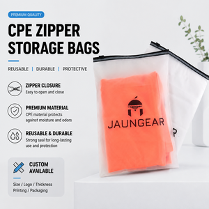 High-quality custom logo printed zipper Tshit underwear packaging polyethylene frosted zipper bag clothing - Product Image 1
