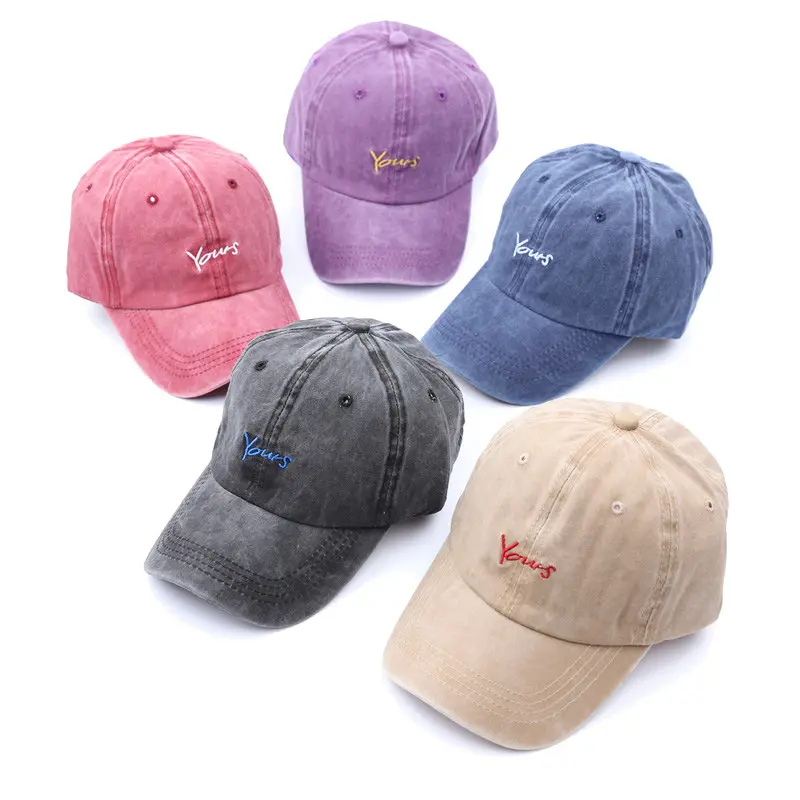 Wholesale Fashion Outdoor Brand Sports Caps Cheap Cotton Vintage Unstructured Curved Distressed Washed Baseball Cap