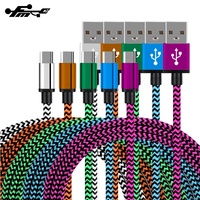 Kabel Transfer Nilon Tipe C 3 Kaki 2,4 A, Kabel Pengisian Daya Cepat Tipe C Bahan Nilon