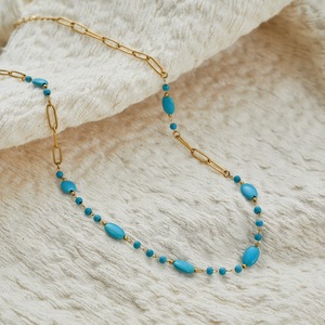 Collar de cuentas azules de acero inoxidable, el más vendido, para mujer, multicapa y apilable, elegante cadena tipo collar. - Product Image 4