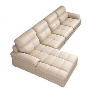 Sofá de Diseño Moderno para Sala de Estar, Cubierta de Cuero Vacuno, Estructura de Madera de Pino, Estilo Nórdico Simple y Moderno, Sofá de Una Plaza y Tres Plazas - Product Image 3