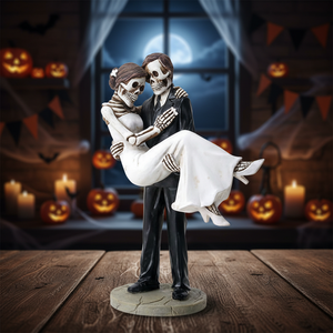 Hot Sale <strong>Romantic</strong> Halloween Skeleton Wedding Couple Groom Carrying <strong>the</strong> Bride Day of <strong>the</strong> <strong>Dead</strong> Figurine Sculpture Home Decoration - Product Image 3