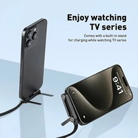 Câble de charge rapide tressé en nylon plaqué or 1,5 m 240 W, support de téléphone pliable et rotatif 2-en-1 avec adaptateur USB-A intégré Type-C