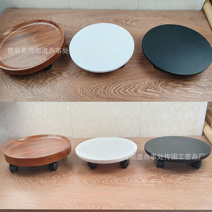 Bandeja de madera con ruedas, soporte giratorio para macetas, base para bonsái de escritorio, nogal, negro, blanco, duradero, para uso de adultos y personas mayores - Product Image 1