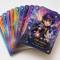 Jeu de cartes de tarot Oracle personnalisées KingCards avec logo, effet holographique, estampage à chaud, livret et emballage en velours personnalisé