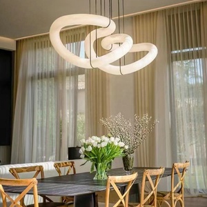 ثريا معلقة بتصميم عصري على شكل رقم ثمانية لغرفة المعيشة وجزيرة المطبخ، مصنوعة من الألباستر الإسباني الطبيعي - Product Image 3