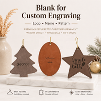 Lasergravierbare Kunstleder-Weihnachtsanhänger im Großhandel, Individuell Lasergravierte PU-Leder Christbaumschmuck zur Personalisierung
