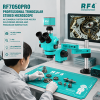 Microscope stéréoscopique trinoculaire RF4 avec caméra 4K pour l'inspection de pièces mécaniques, la réparation de bijoux et d'électronique, et les tests industriels
