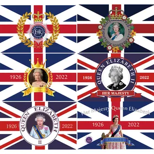 Hand Waving Flags UK Celebration 2022 Custom UK Queen Elizabeth II Flag