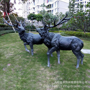 Sculpture décorative de cerf Sika simulé en bronze, ornement de jardin extérieur résistant aux intempéries, artisanat métallique autoportant - Product Image 3