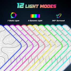 Tappetino per Mouse da Gaming Personalizzato Grande con LED RGB, Contorno Topografico, Bianco, Quadrato, per Tastiera e Scrivania - Product Image 5