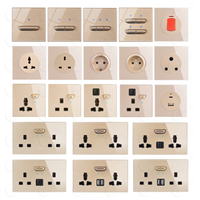 LangYeao UK Evrensel Priz USB Type-C ile, 13A/16A Evrensel Priz 2.1A Temperli Cam Panel 4 Renk LED Göstergeli