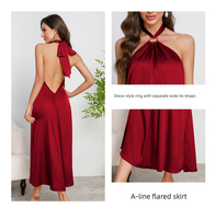 Robe de soirée élégante pour femmes, col halter, longue, coupe évasée, dos nu, design luxueux pour les occasions formelles de banquet, été/printemps