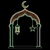 LED-Lichterkette Halbmond-Hängelaterne Grüner Stern Warmes Netz Bogen Ramadan Fotorahmen für Hotel-Lobby Festdekoration IP65