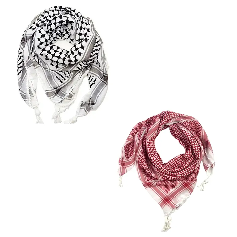 Cheap High Quality Latest Veils Fashion 100% Cotton Neck Head Scarf Wrap Shemagh Palestine Muslim Kafiya Keffiyeh For Outdoor