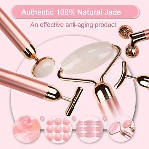 2024 Venta caliente 5 en 1 Levantamiento <span class=keywords><strong>facial</strong></span> eléctrico Juego de rodillos de jade de cuarzo rosa natural T Vibrating 3D Masaje <span class=keywords><strong>facial</strong></span> Energy Beauty Bar - Product Image 5