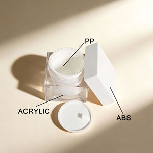 Vente en gros de pots en plastique acrylique à double paroi carrés de 50 g, pots pour crème cosmétique, pots pour crème pour le visage, contenants avec couvercle <span class=keywords><strong>blanc</strong></span> - Product Image 5