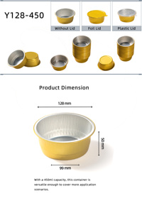 Small Aluminum Foil Disposable Cake Pans PP Lids Microwavable Food Grade 450mL Capacity for Cupcake <strong>Brownie</strong> Muffin <strong>Tins</strong> - Product Image 5