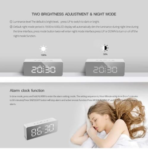 Hot Selling USB Charging <b>Digital</b> LED Mirror Alarm <b>Clock</b> Modern Design Tabletop Electronic Desk <b>Clock</b> - Product Image 3